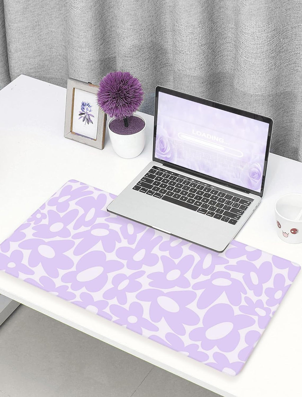 Cute Desk Pad - Aesthetic Desk Mat Kawaii - Keyboard Pads for Desk - XL Purple Desk Pad - Cute Office Desk Decor for ... - Image 5