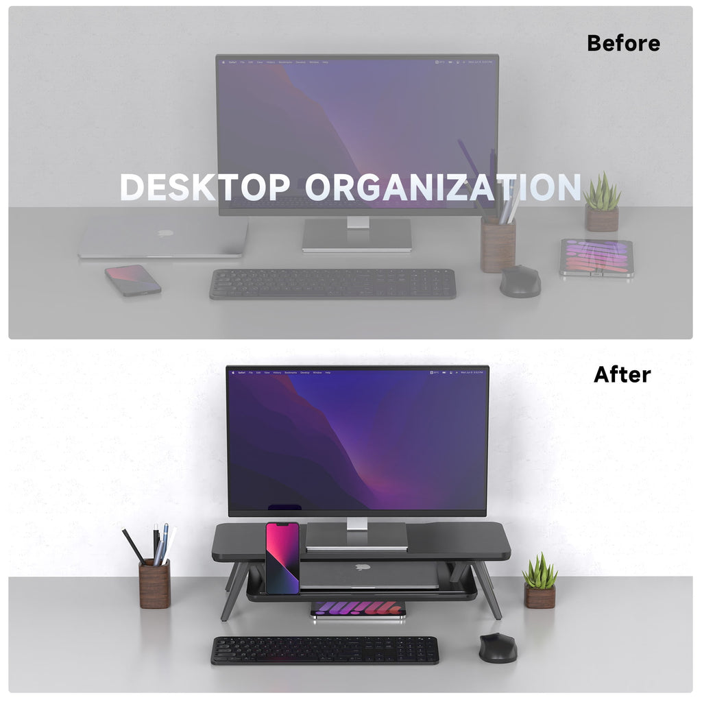 Monitor Stand, 2 Tiers Monitor Stands Riser, 23.6 Inch Computer Monitor Riser with Storage Organizer - Image 5