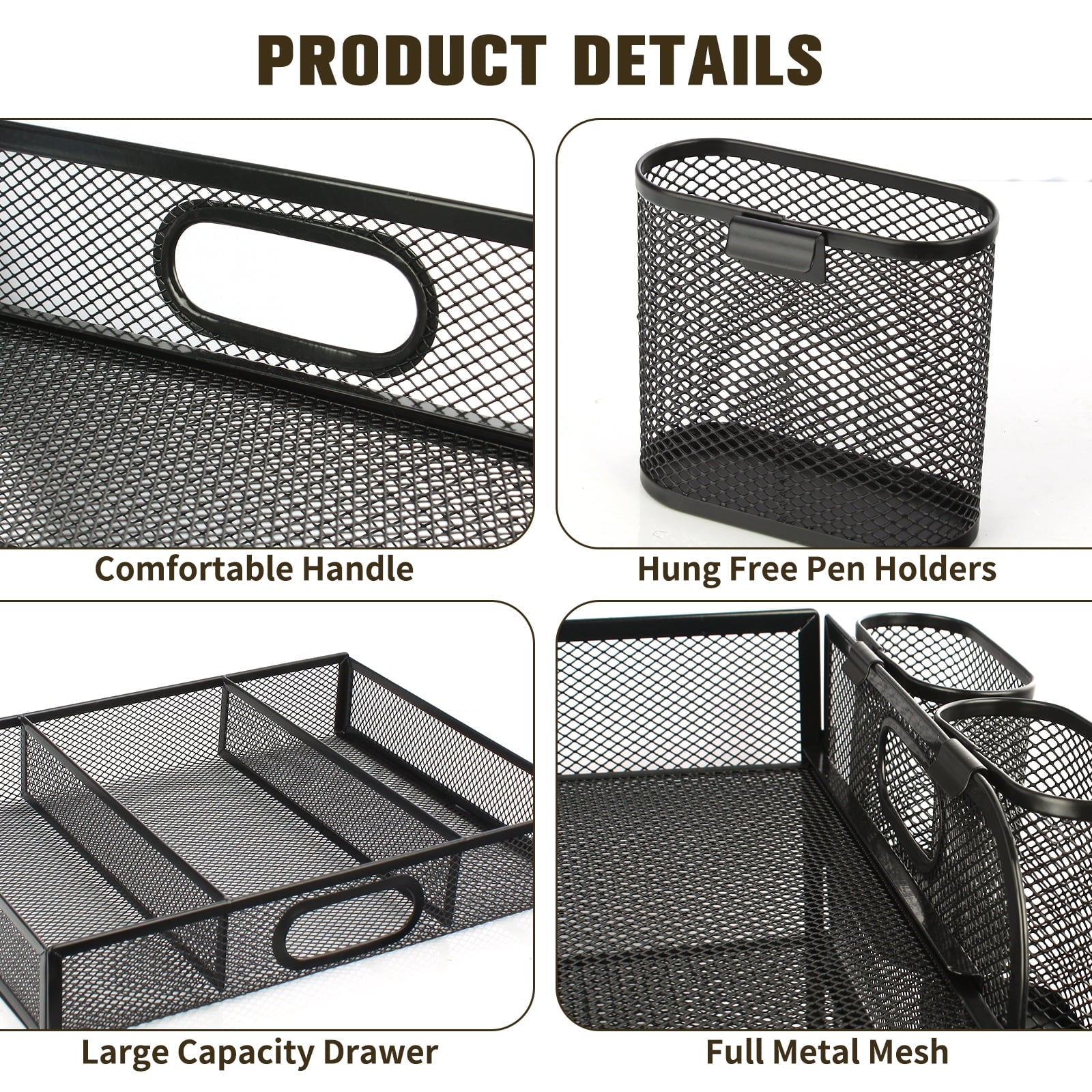 PHANCIR 4-Tier Desk Organizer, New Office Supplies, Metal Desktop File Organizer & Storage with Pull-out Drawer, 1 Pack - Image 2