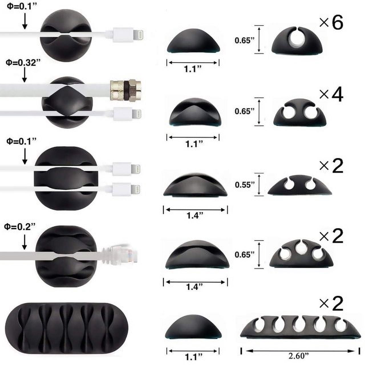 Cable Clips, 16 Pack Black Self Adhesive Cord Holder, Ideal Cable Management Cord Organizer Wire Keeper for Desk, Nig... - Image 4