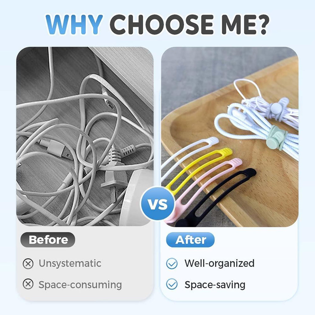 Reusable Silicone Cable Ties, 4.17" Adjustable Cord Organizer for Wire Management, Home Office & Travel Essentials - Image 5