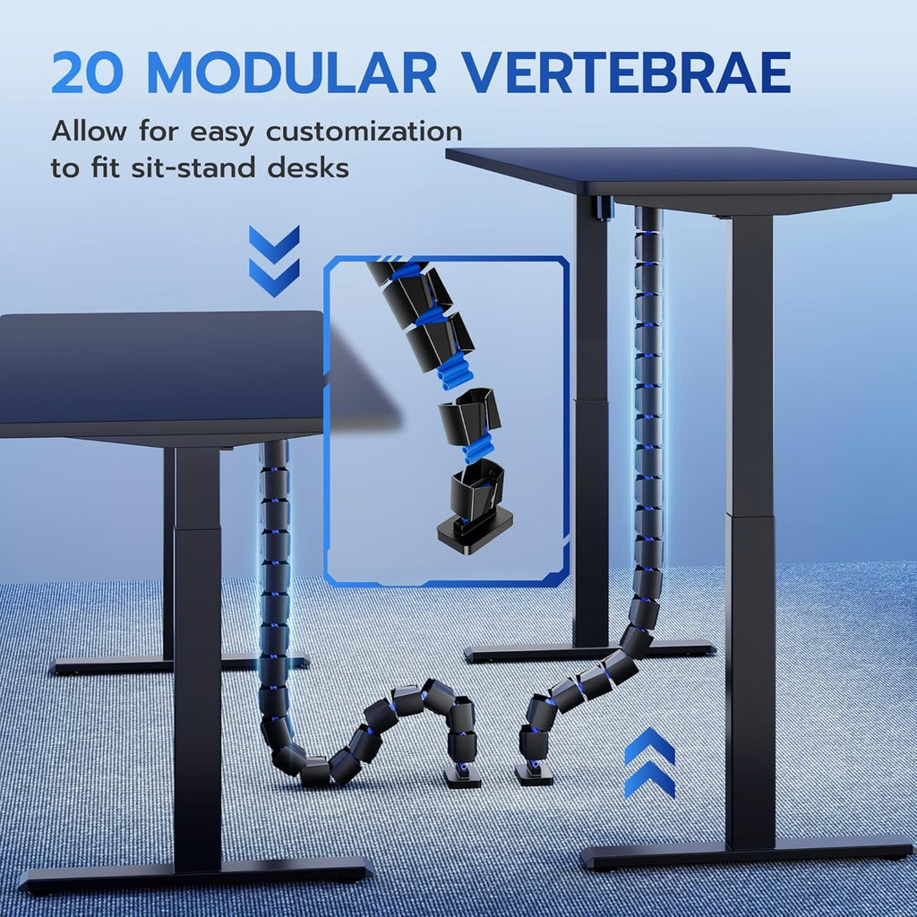 Under Desk Cable Management Spine, Magnetic Vertebrae Cable Management for Standing Desk, Length Adjustable Cord Orga... - Image 6