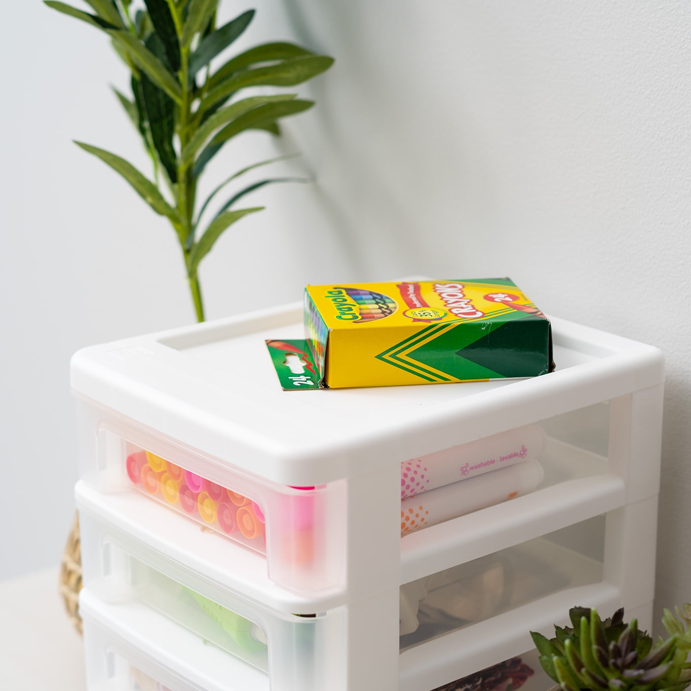 IRIS Small 4-Drawer Compact Desktop Organizer, Stacking Desktop Unit, White-Clear, Single - Image 3