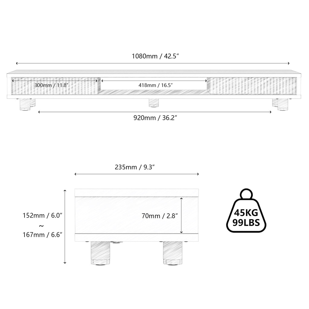 Fenge Dual Monitor Stand, 42.5inch Long Monitor Stands Riser for 2 Monitors - Image 4
