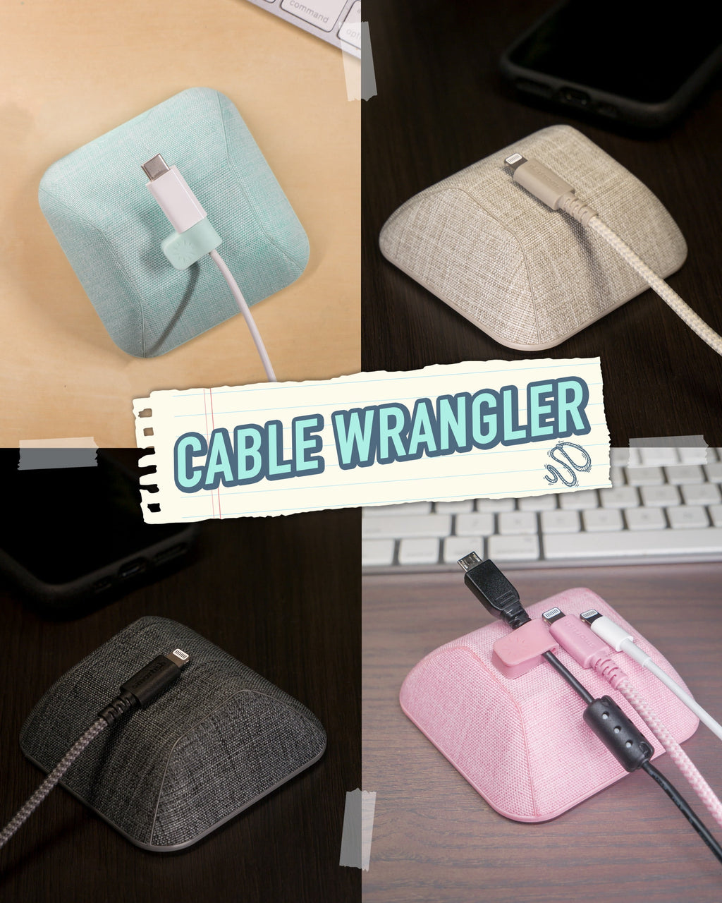 Smartish Magnetic Cord Holder - Cable Wrangler Organizer with Magnet Clips for Charger Management on Desktop, Nightstand, or Side Table - Li - Image 2