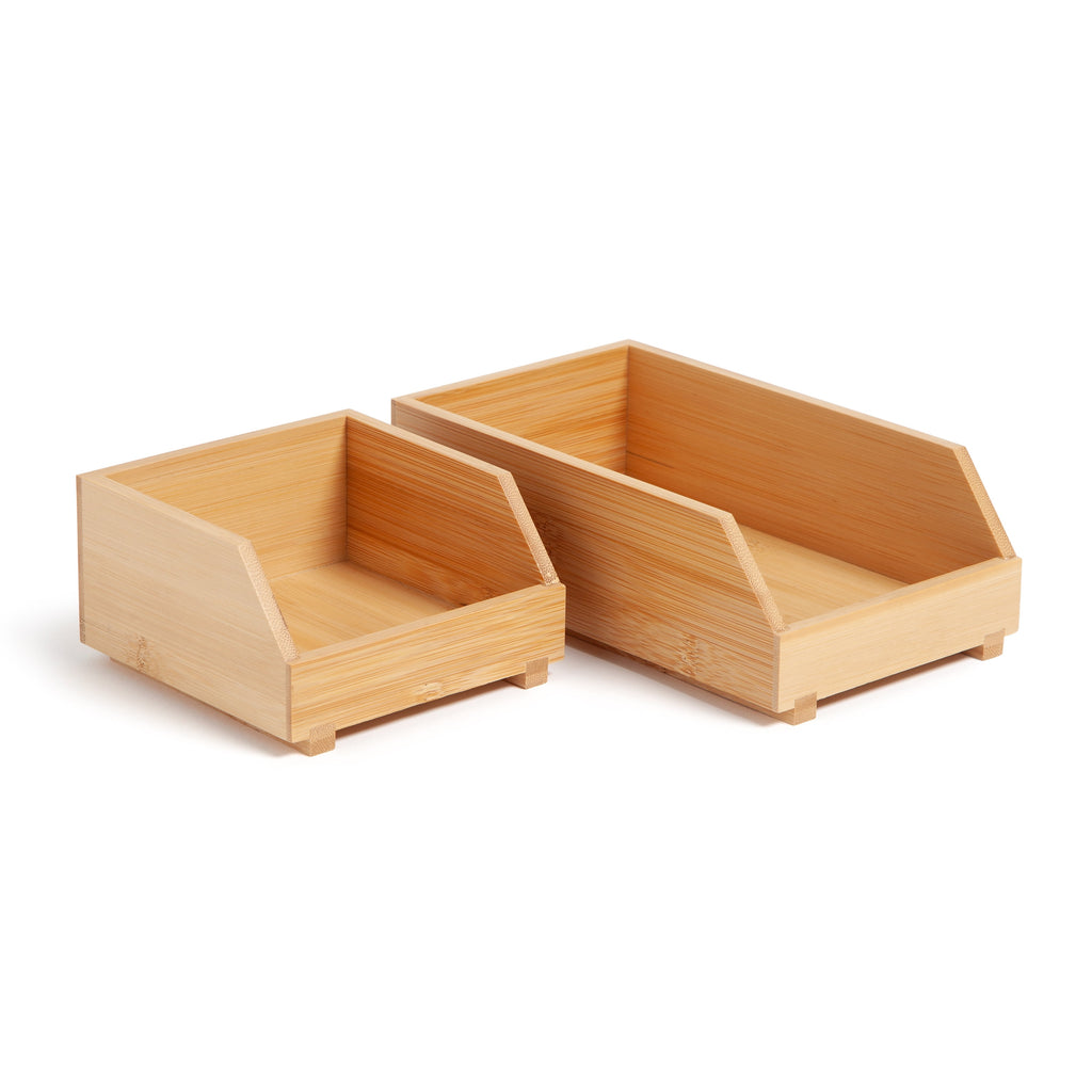 Stacking Bins, Set of 2, 4.5" x 7.7" x 5", Bamboo, Made of Natural Materials - Image 3