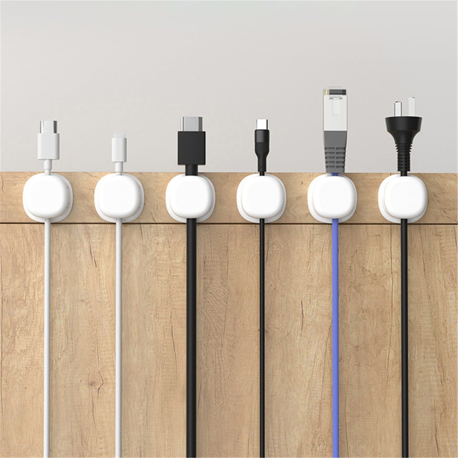6PCS Adhesive Cable Holders Desk Cable Organizers Cord Management Clips for Bedside Table Home Office Charging Cable Wire Tidy Organization, - Image 6