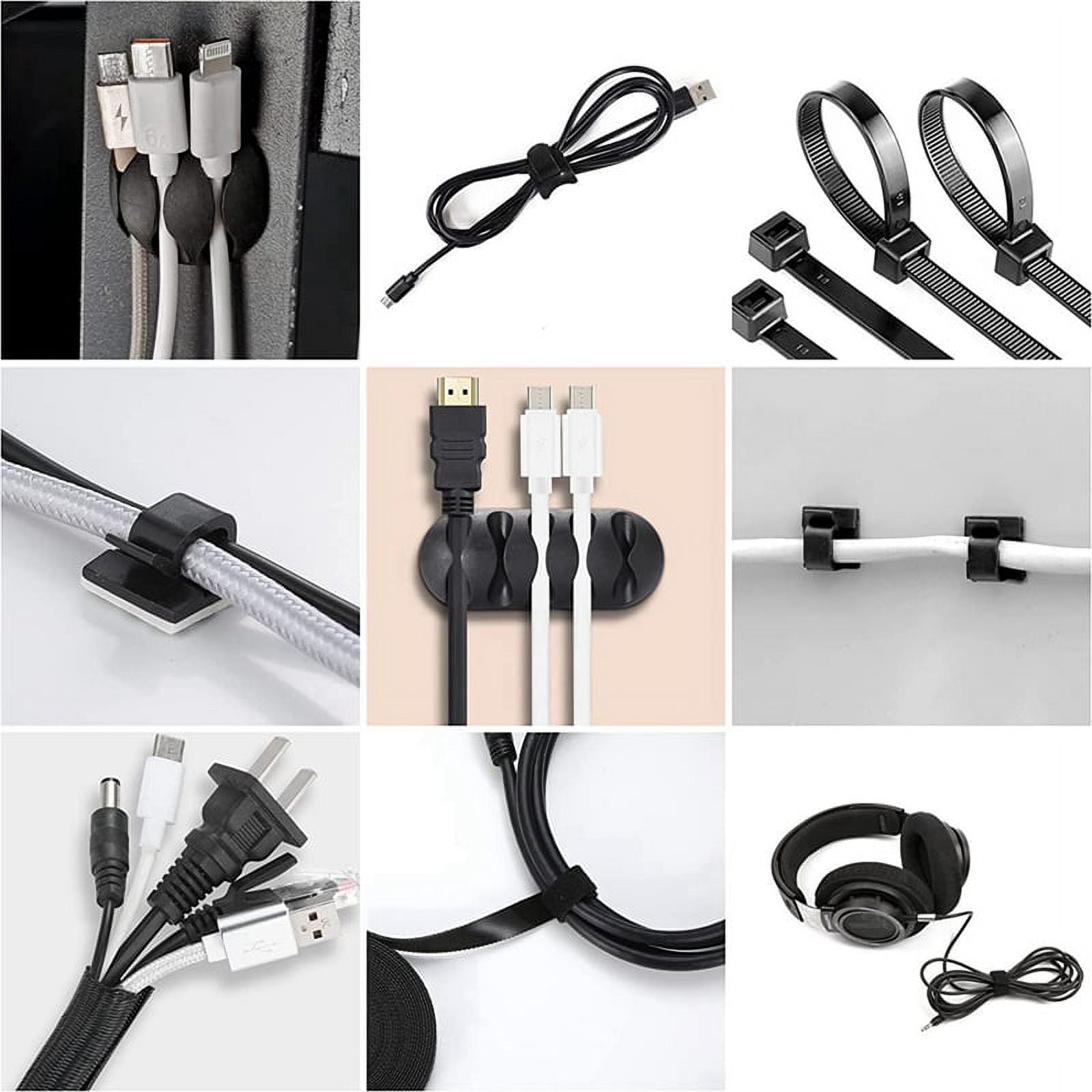 173 Pcs Cable Management Organizer Kit, Adhesive Cable Clips Holder,Cable Ties,Adhesive Wall Cable Tie,Fasten Cable Ties - Image 3