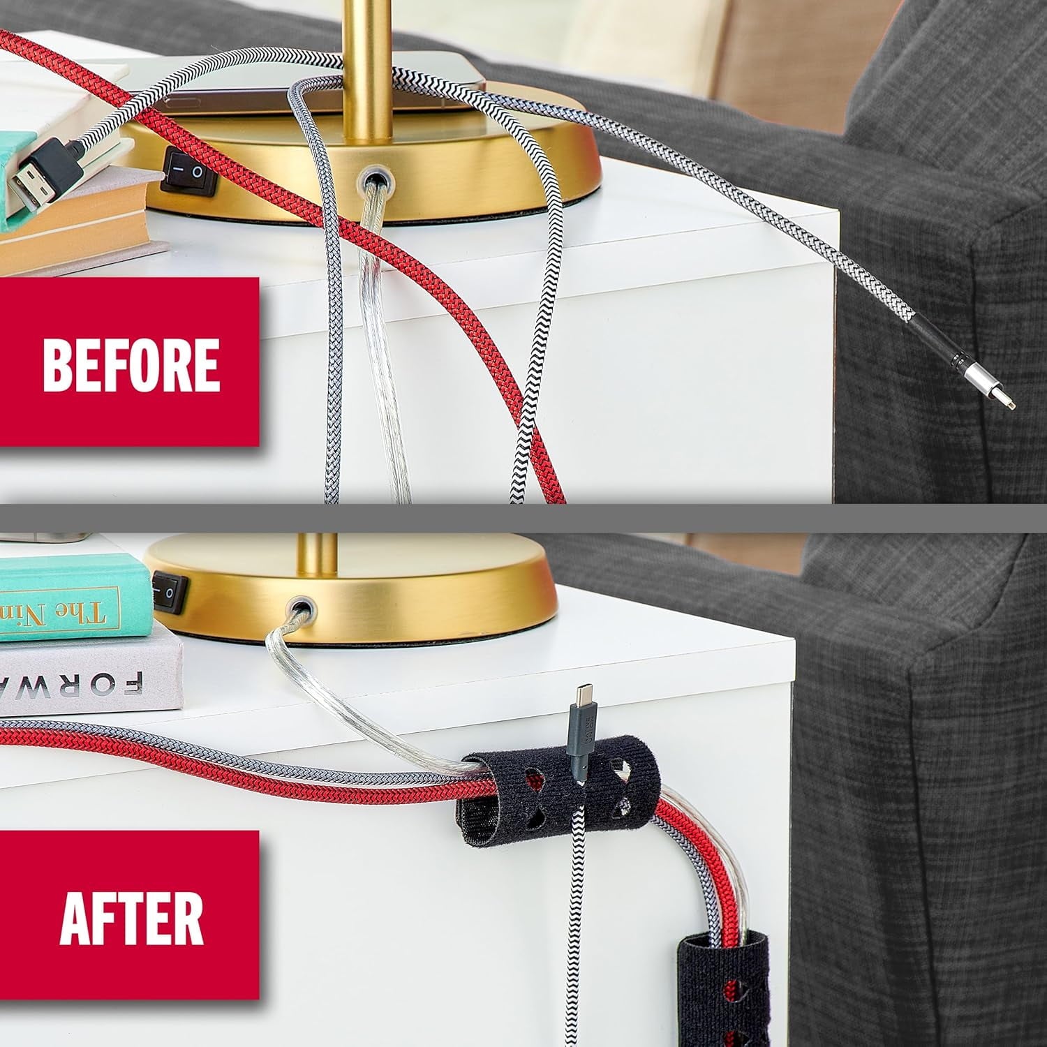 Brand Cord Organizer for Desk Cable Management, Nightstand Organization, Unique Dual Function Holds Wires for Easy Ac... - Image 5