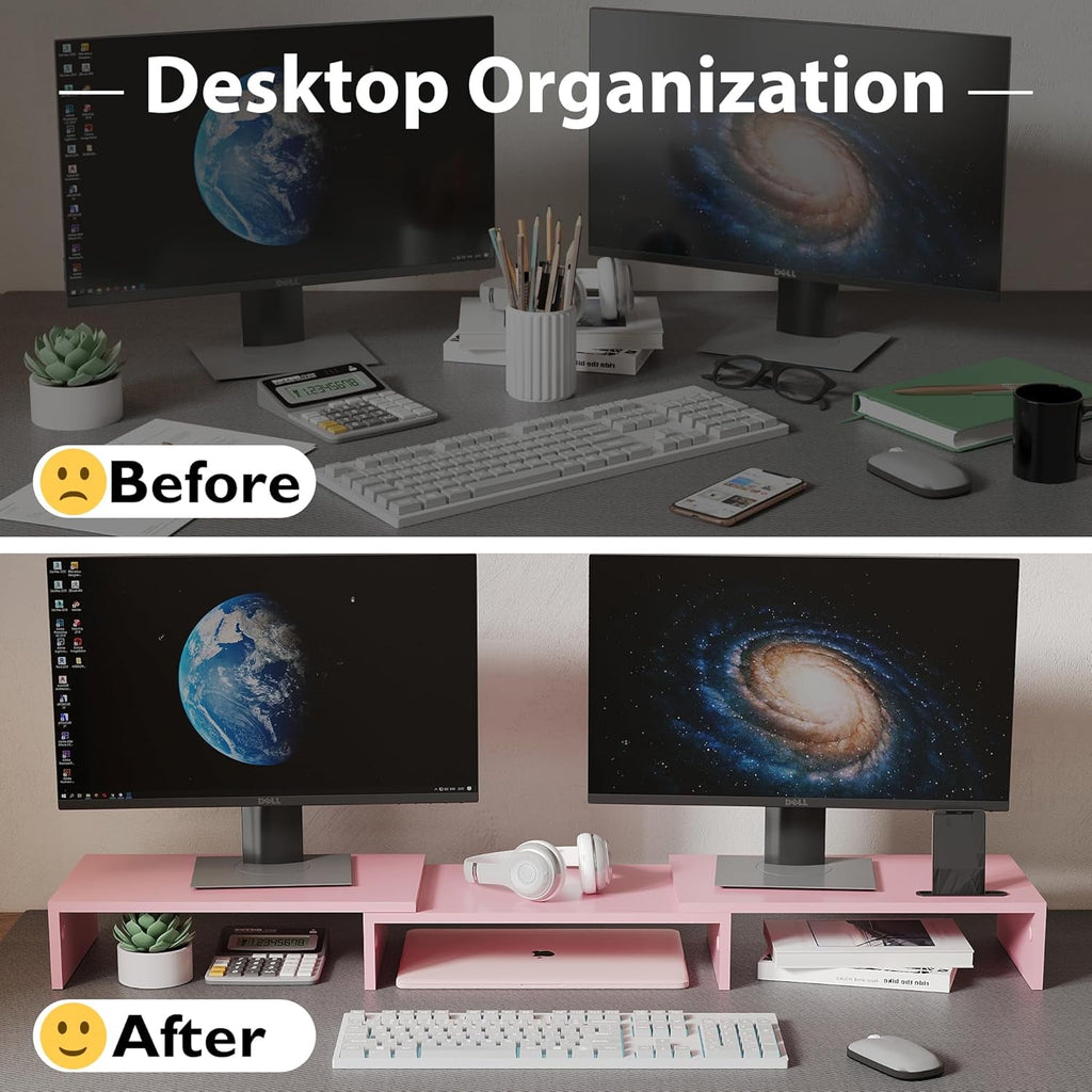 Riser with Smartphone Holder, Adjustable Length & Swivel Angle, Ergonomic Wooden Desktop Organizer for PC , Laptop, P... - Image 2