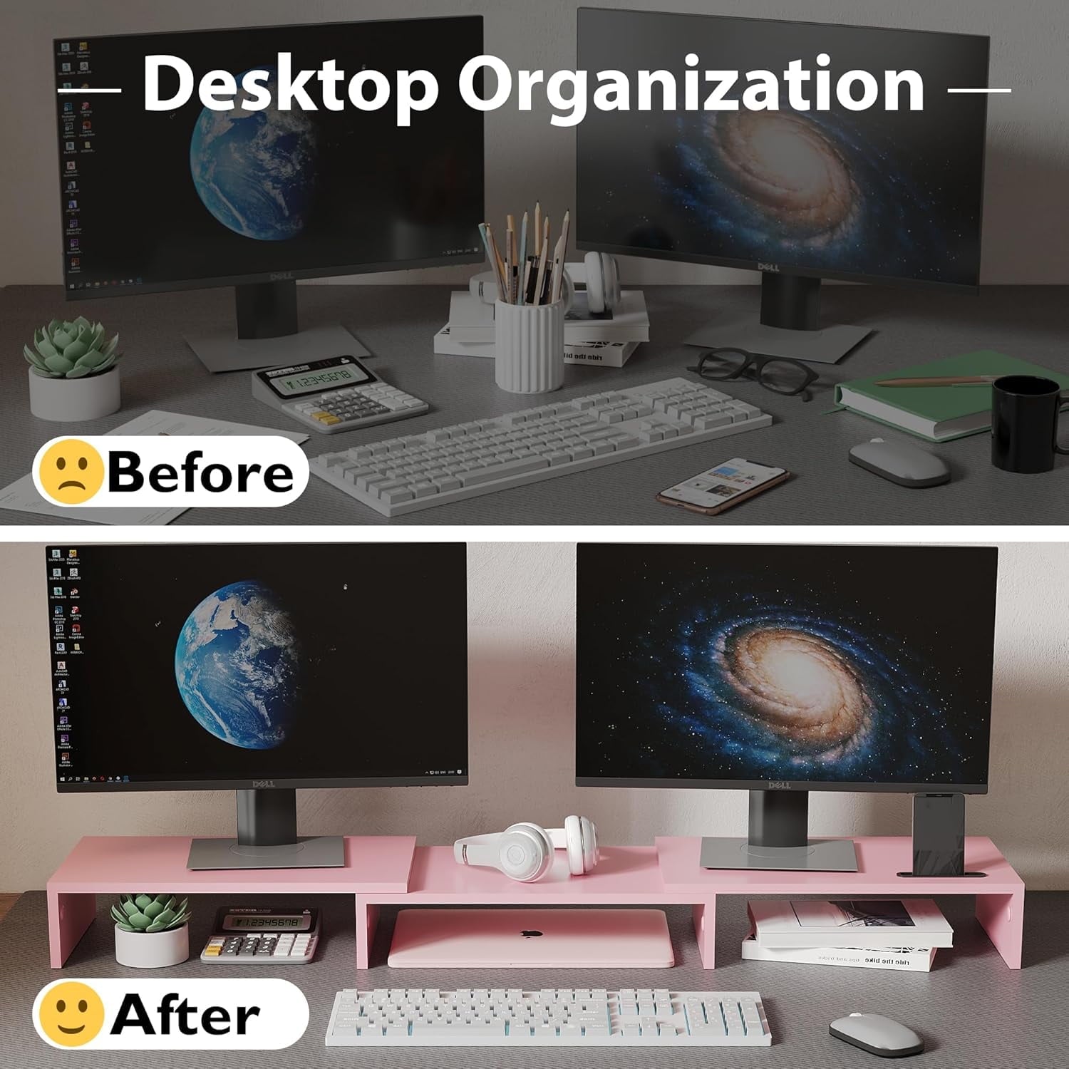 Riser with Smartphone Holder, Adjustable Length & Swivel Angle, Ergonomic Wooden Desktop Organizer for PC , Laptop, P... - Image 2