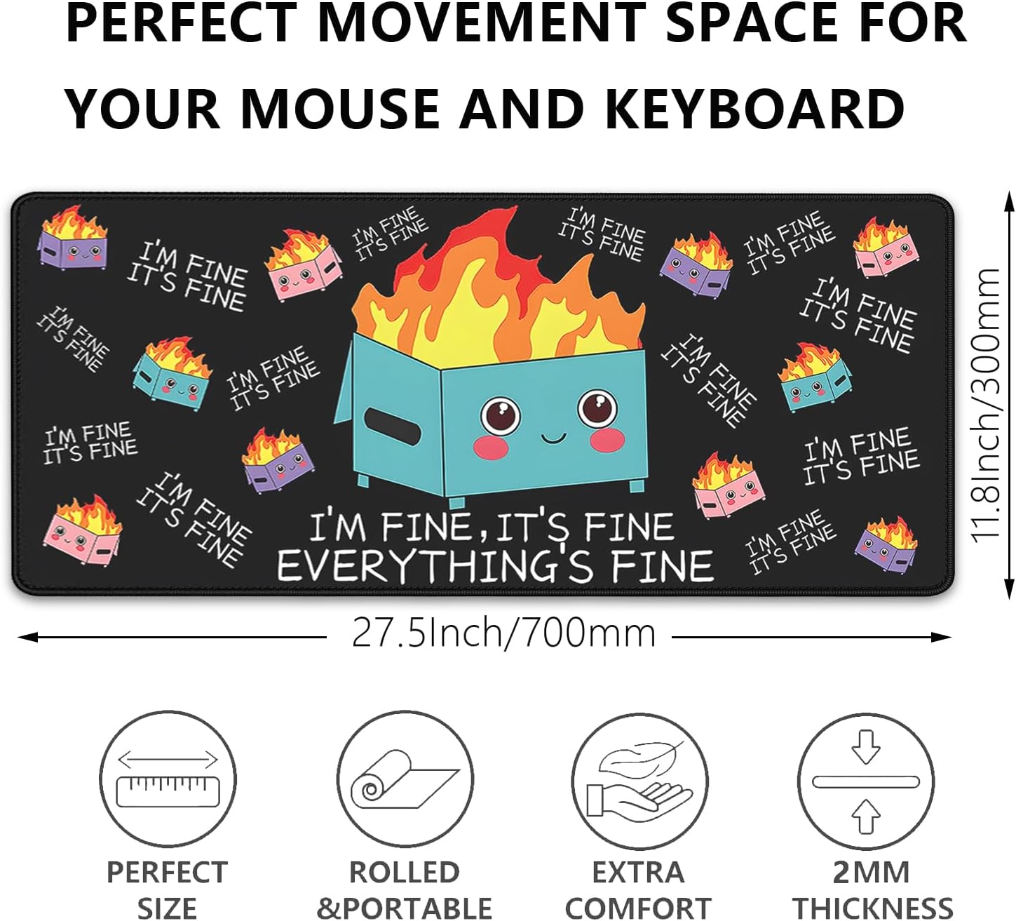 Large Gaming Desk pad for Dumpster on fire Mouse Pad,Mouse Pads for Desk, Keyboard Mouse Pad for Computer Laptop Home... - Image 3