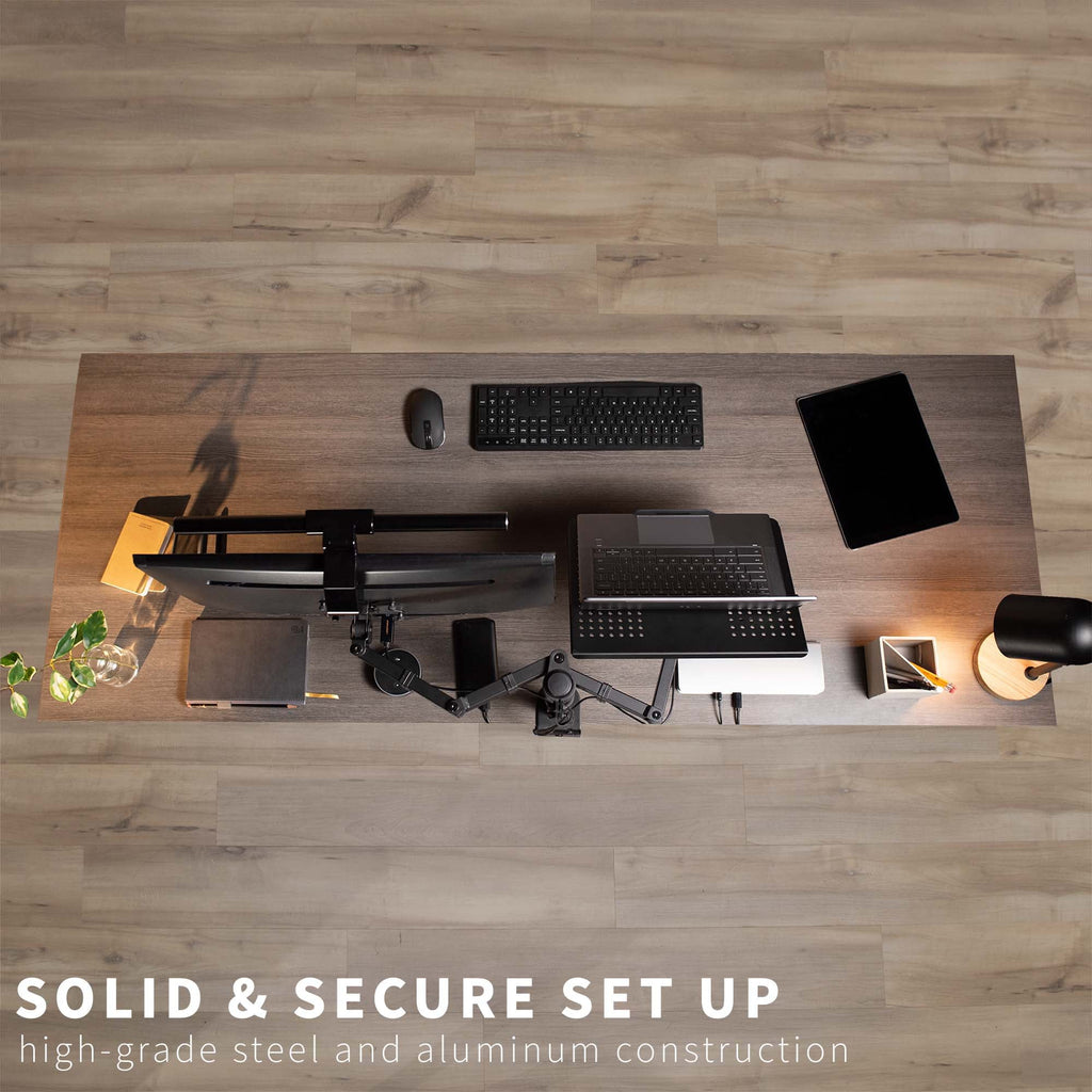 Laptop & Monitor Desk Mount Stand Black Adjustable fits 1 Screen up to 32" - Image 3