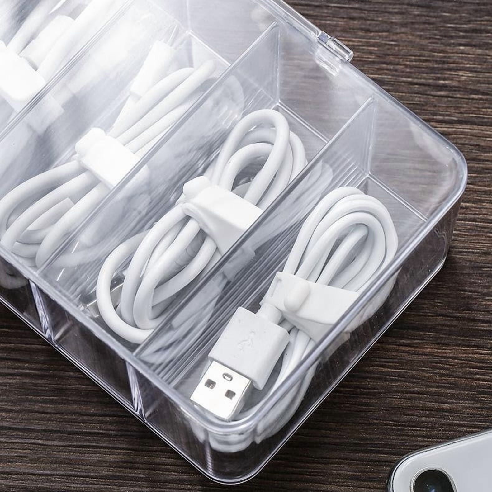 ChoovyShop Cable Organizer Box with Lid, Clear Plastic Charger Cord Adapter Organizer, Accessories Storage for Home D... - Image 4