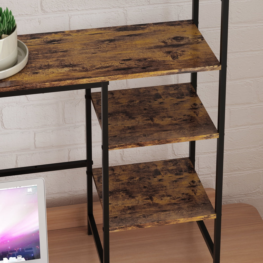 Desk Shelf 38.2" Desktop Organizer Shelf 4 Tier Desk Display Rack Desk Hutch for Computer Monitor Wood Desktop Booksh... - Image 2