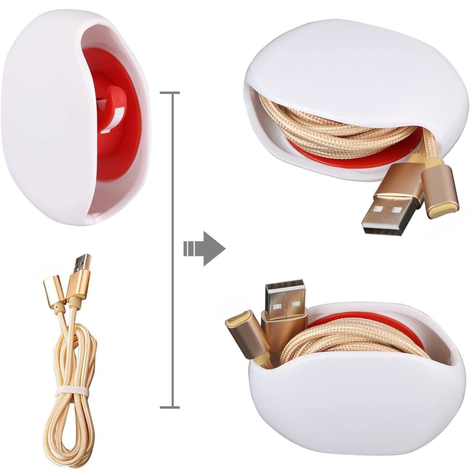 Automatic Cord Reel, Automatic Cord Reel for Phone Cords, Retractable Magnetic Cord Organizer, for USB, Headphone, Da... - Image 4