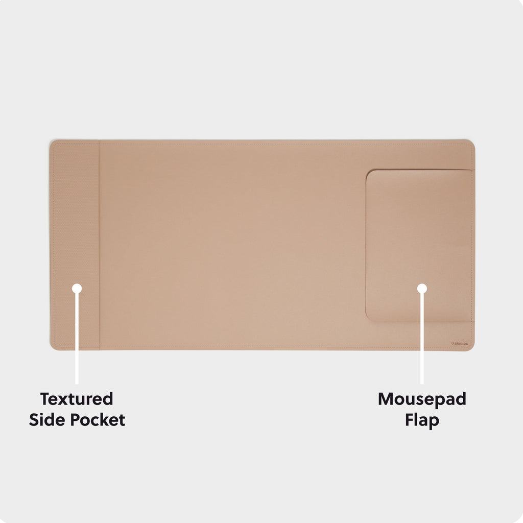 UBrandsDesk Pad, Vegan Leather, Non-Slip Backing, 31.5 x 15.7 in., Iced Latte - Image 4