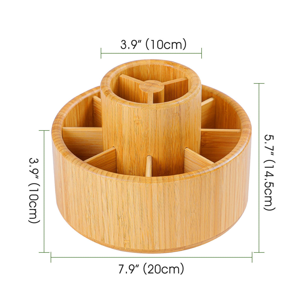 Bamboo Rotating Art Supply Desk Organizer,Pencil Holder Organizer, Desktop Storage Caddy for Pen,Colored Pencil,Crayo... - Image 3