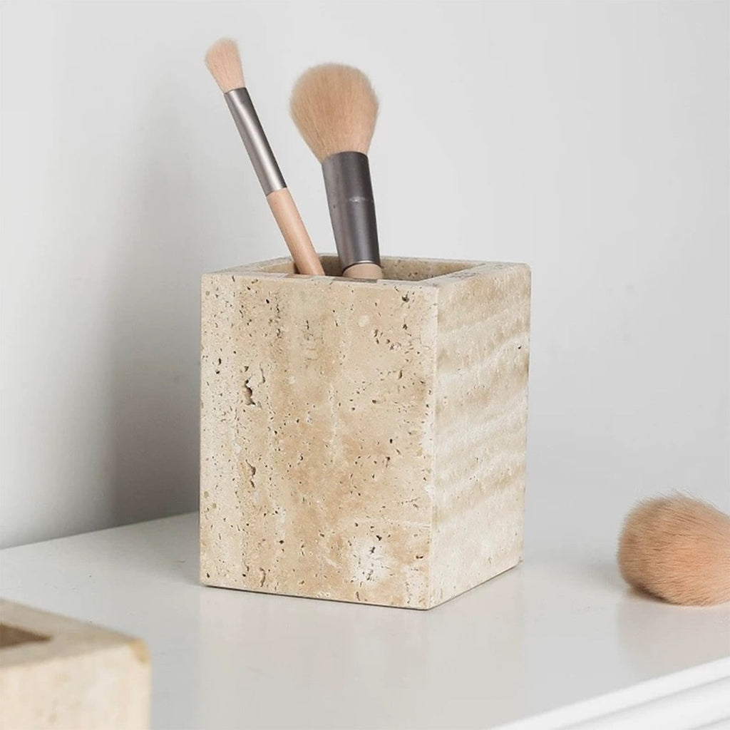 Calacatta Viola Marble Pen Holder, Natural Stone Desk Organizer with Non-Slip Base for Makeup Brushes, Makeup Organizer, Office Supplies Sto - Image 2