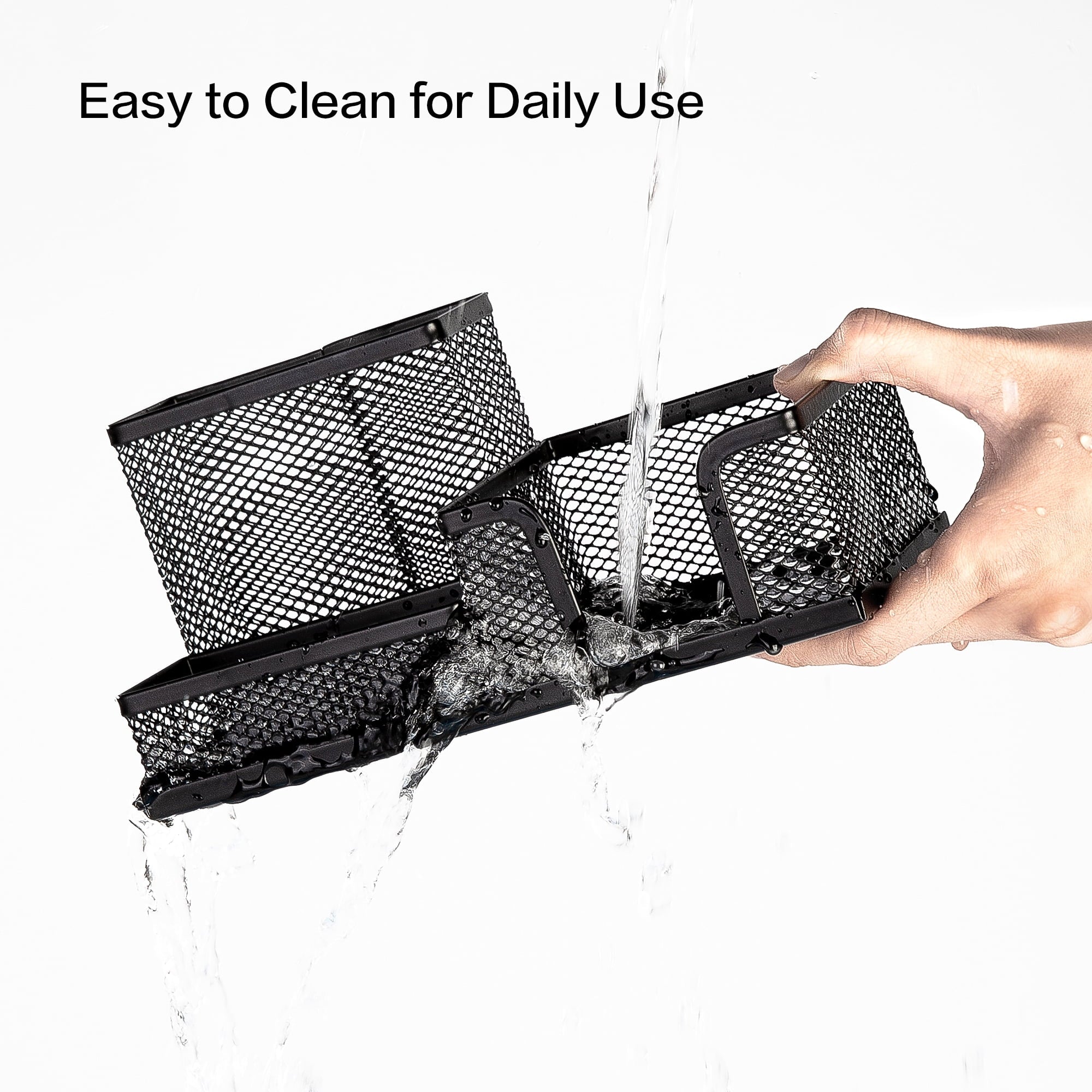 3-Compartments Organizer with Pencil Holder, Black - Image 2