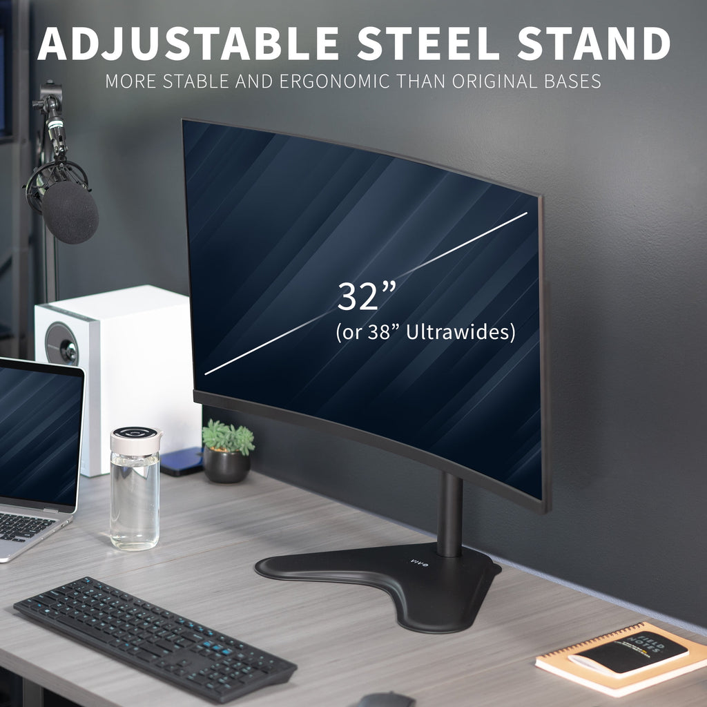 Black Single LCD Monitor Adjustable Desk Stand, Fits 1 Screen - Image 2