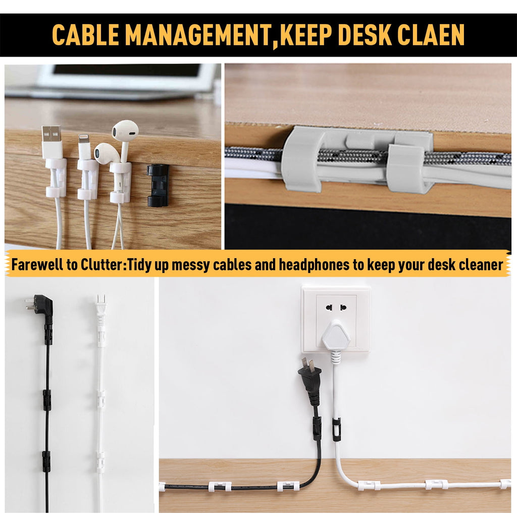 Cable Clips with Strong Self-Adhesive, XIAOXI Cable Tidy Management Sticky Wire and cord Holder Organizer - 40 Pcs (Clear) - Image 3