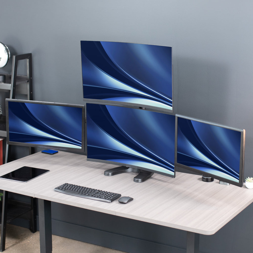 Steel Quad Monitor Mount Adjustable 3 + 1 Stand | 4 Screens up to 32" - Image 2