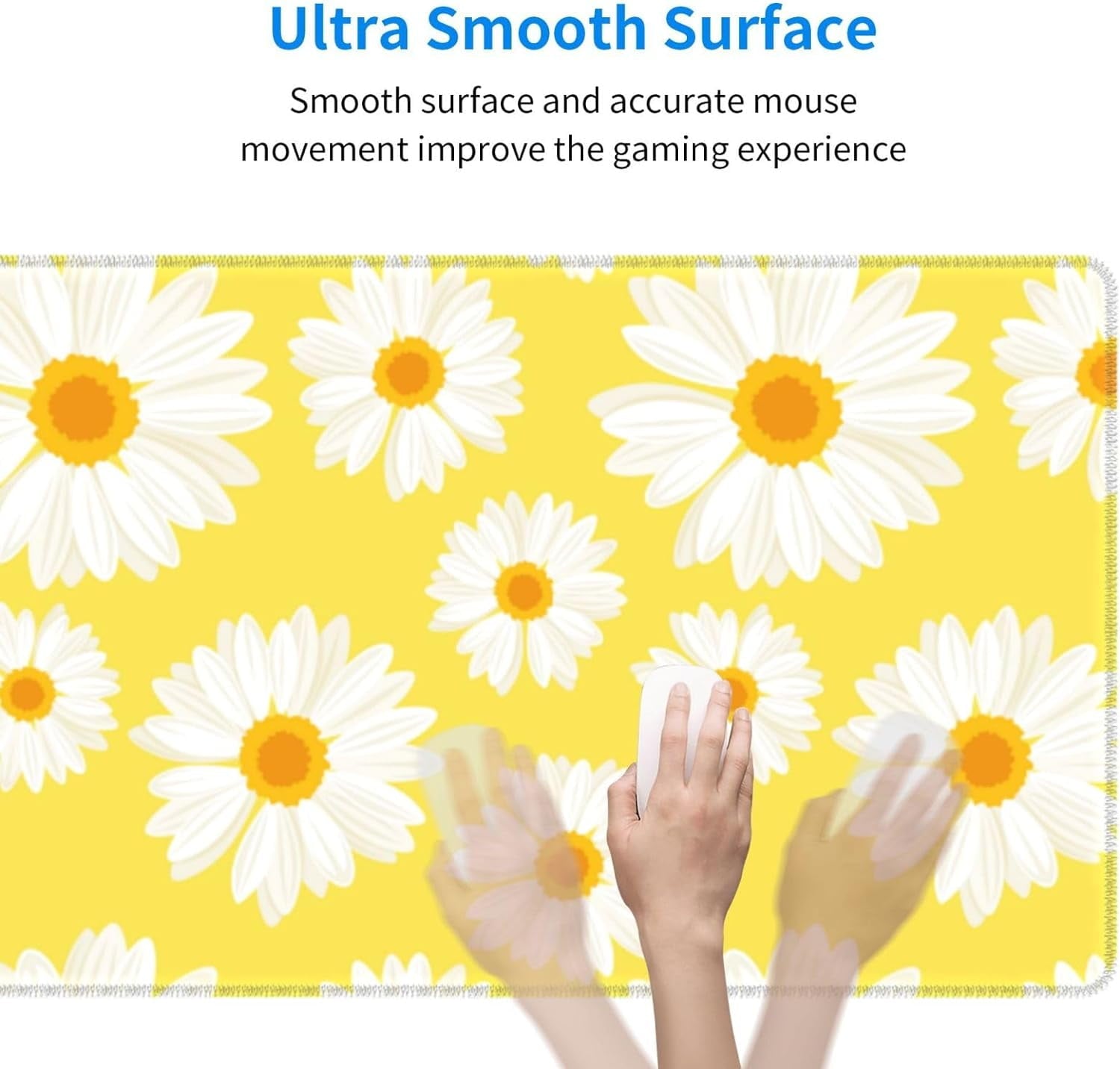 Yellow Daisy -Mouse Pad, Big Desk Mat, Extended Gaming Mouse Pad, Mouse Mat with Non-Slip Rubber Base ＆ Stitched, 31.... - Image 3