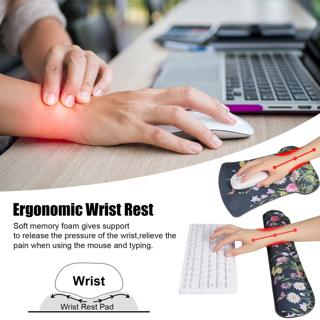 Ergonomic Mouse Pad with Wrist Rest, No Slip Desk Keyboard Wrist Rest and Computer Wrist Support, Memory Foam Keyboar... - Image 3