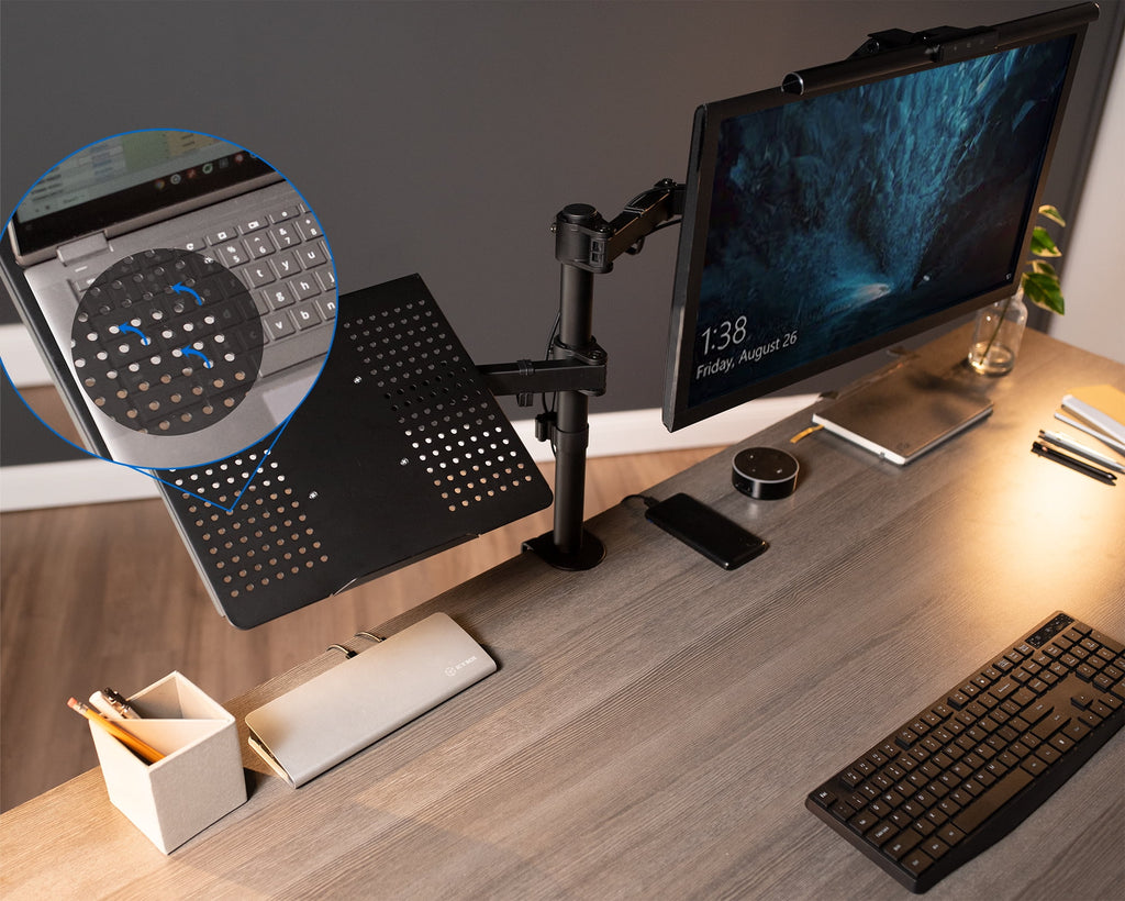 Laptop & Monitor Desk Mount Stand Black Adjustable fits 1 Screen up to 32" - Image 2
