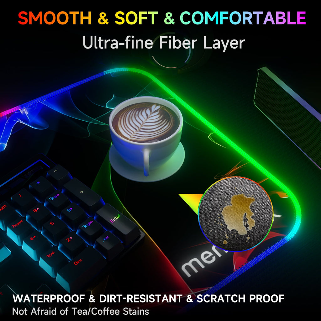 LED Mouse pad 31.5×11.8 Inch, Large RGB Glow Gaming Mouse Pad for Computer Keyboard, 12 Cool Lighting Modes, Anti-Sli... - Image 5