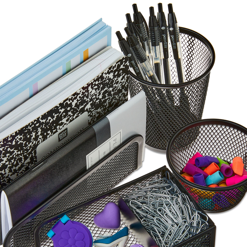 4-Piece Metal Desk Organizer Set, Black - Image 6
