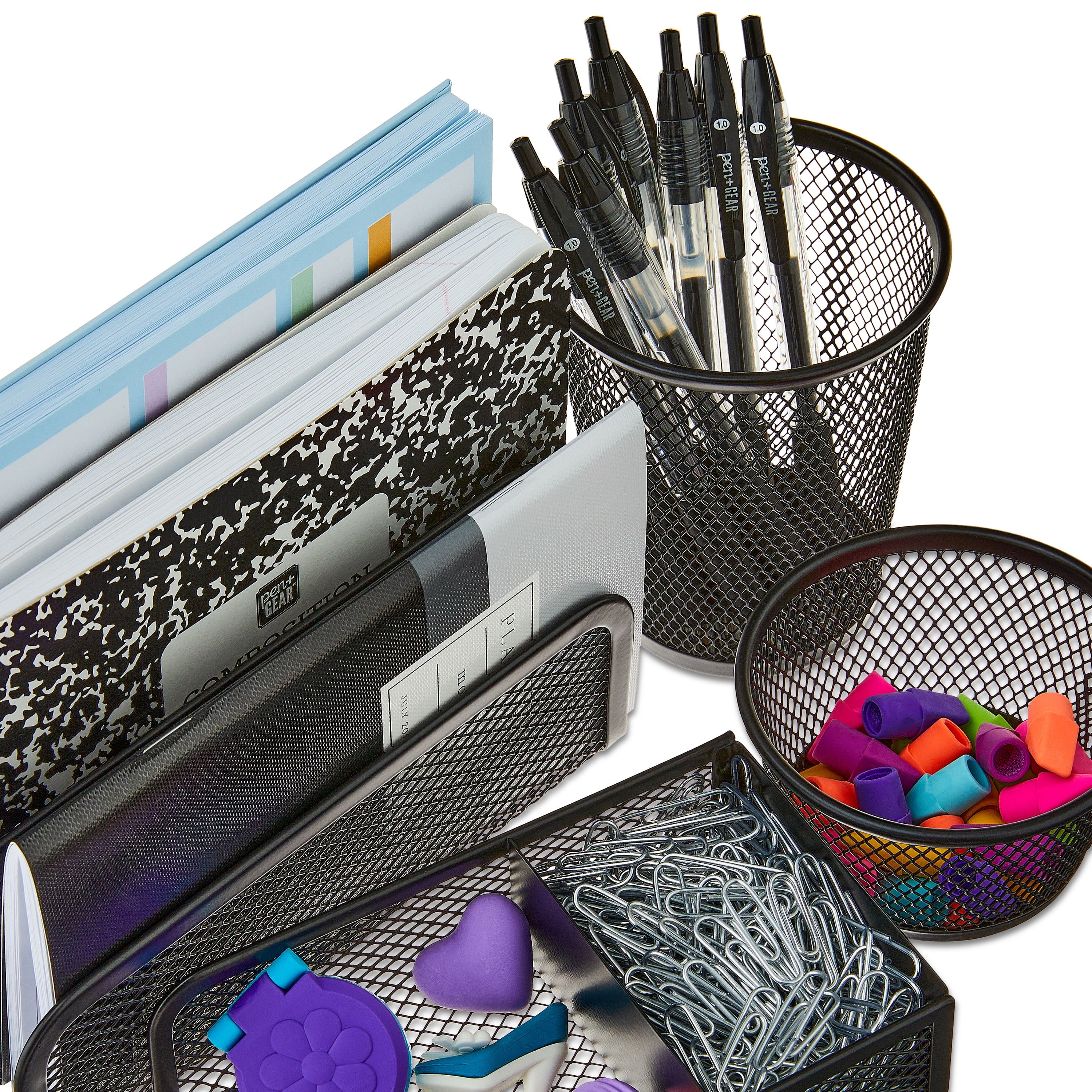 4-Piece Metal Desk Organizer Set, Black - Image 6