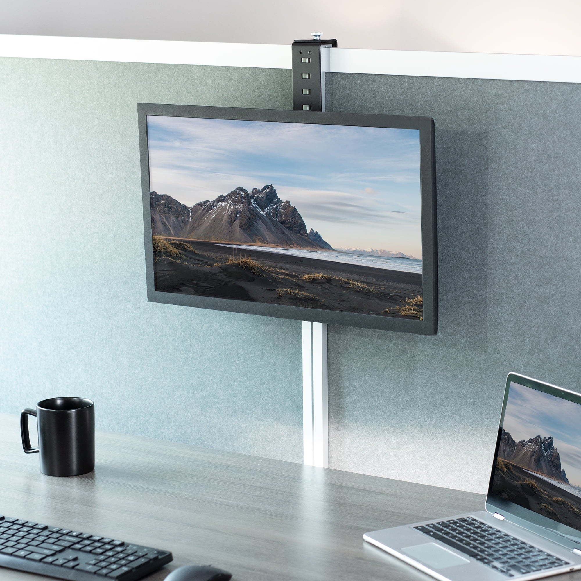 VIVO Black Office Cubicle Monitor Mount Stand Attachment  for 17" to 32" Screen - Image 2