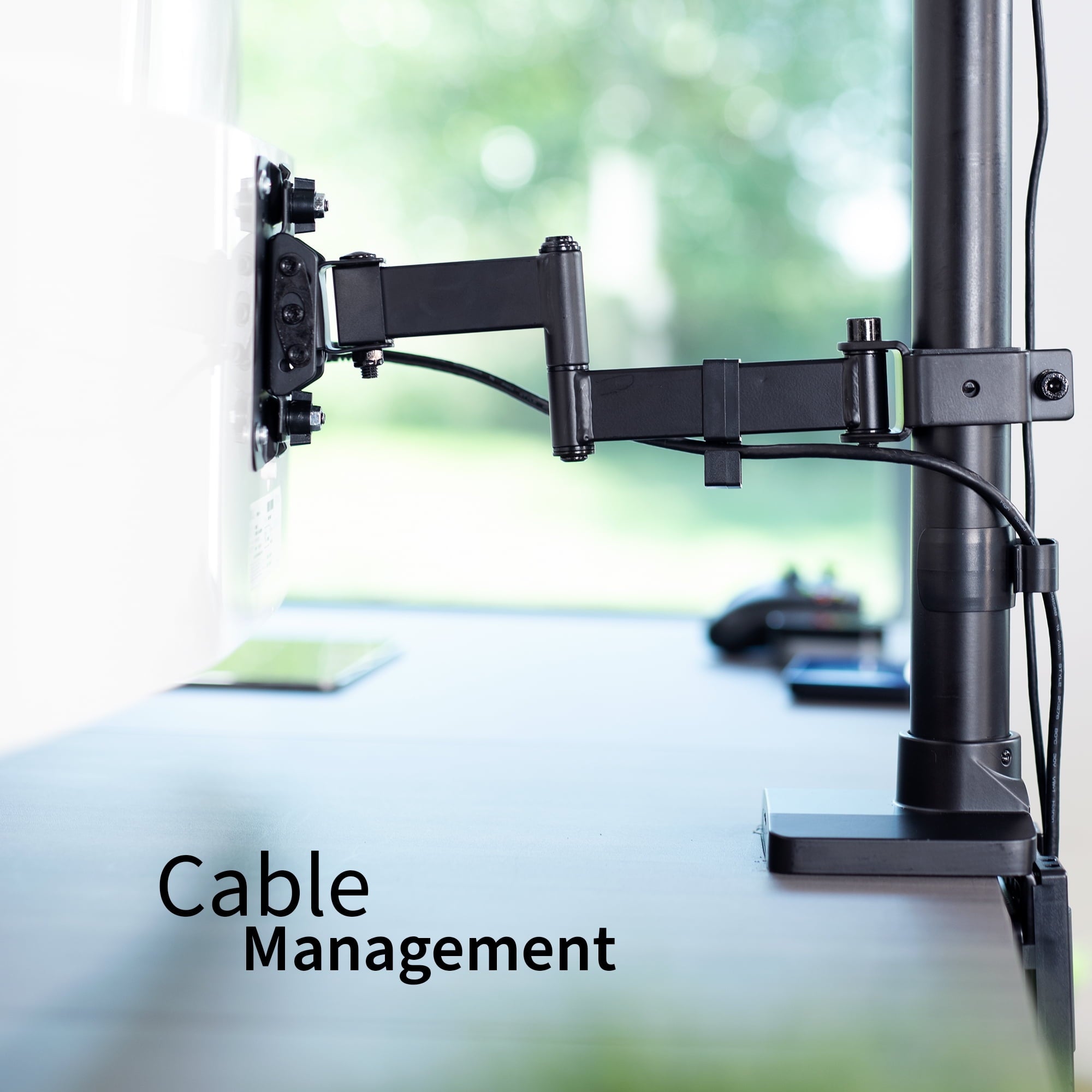 Ultra Wide Dual Monitor Mount, Tall Stand, Fits up to 43" Computer Screens - Image 6