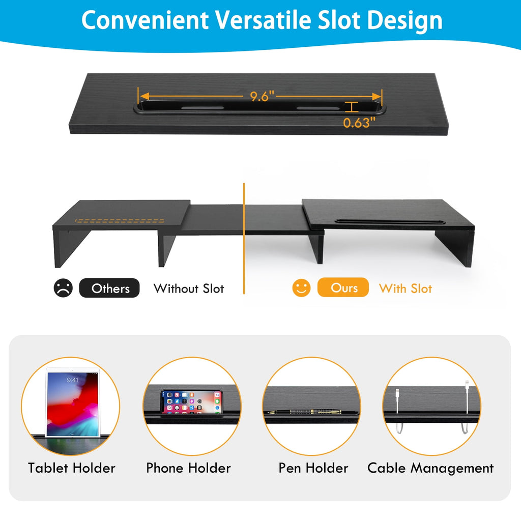 Dual Monitor Stand Riser with Adjustable Length & Angle, Multifunctional Double Monitor Riser with 2 Slot for PC, Com... - Image 6