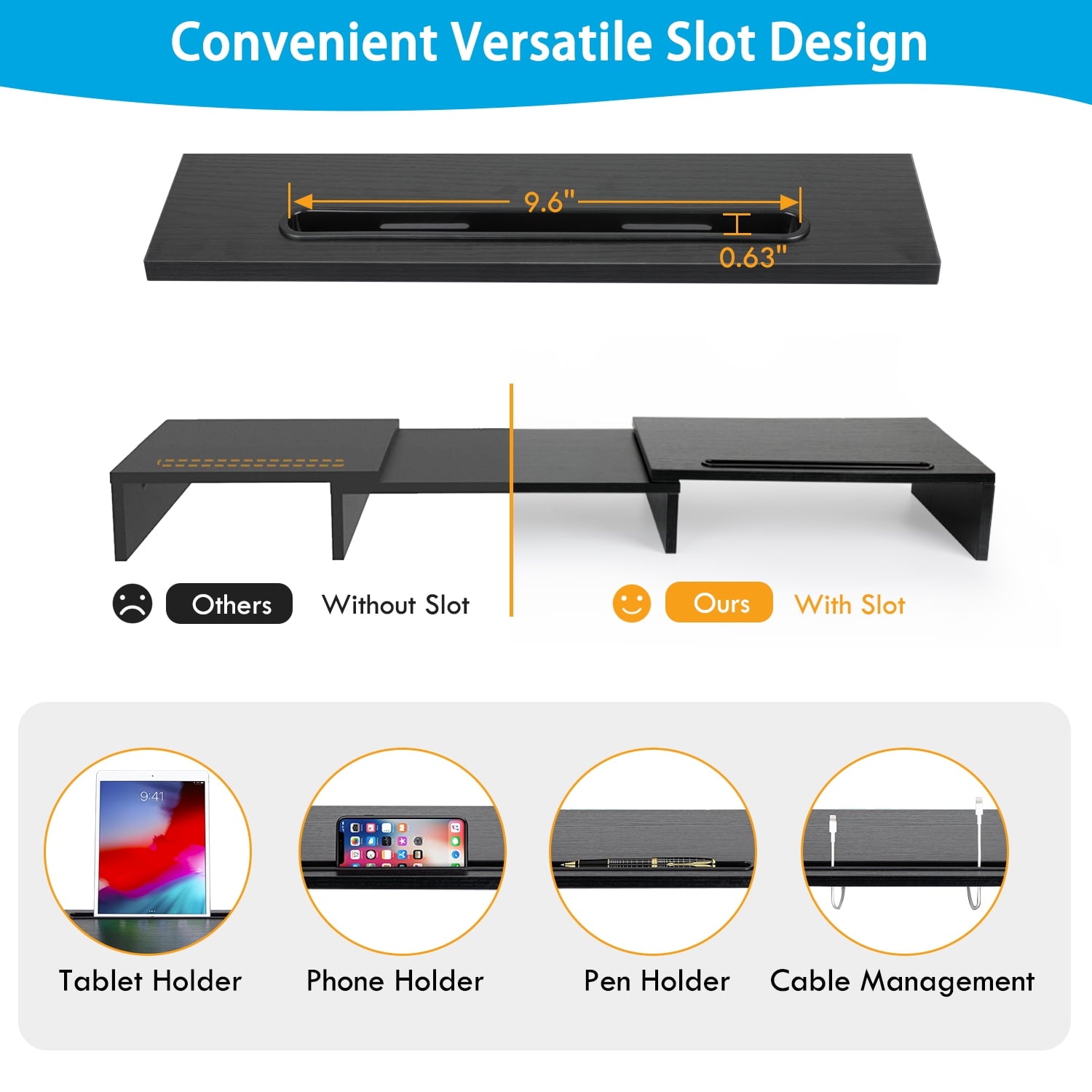 Dual Monitor Stand Riser with Adjustable Length & Angle, Multifunctional Double Monitor Riser with 2 Slot for PC, Com... - Image 6
