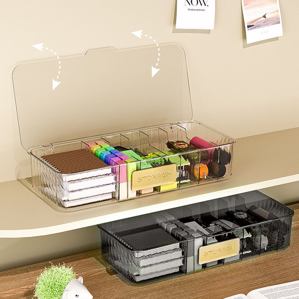 Box, Transparent Cord Storage Box Case, Storage with 7 Compartments, Desktop Management Box, 10.82X5.11X2.2inch - Image 3