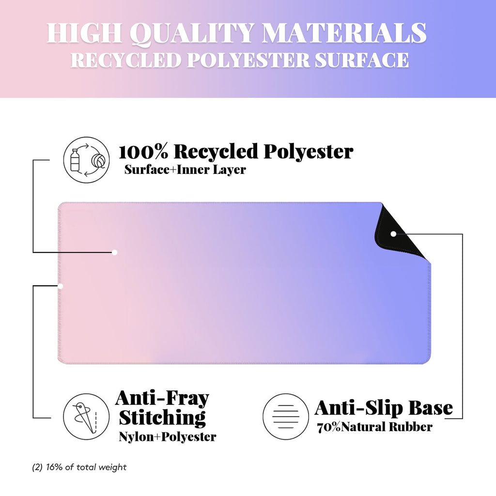 Large Desk Mat, Non-Slip Rubber Desk Pad Mat Protector for Mouse and Keyboard, Pink Purple Gradient Mousepad with Sti... - Image 2