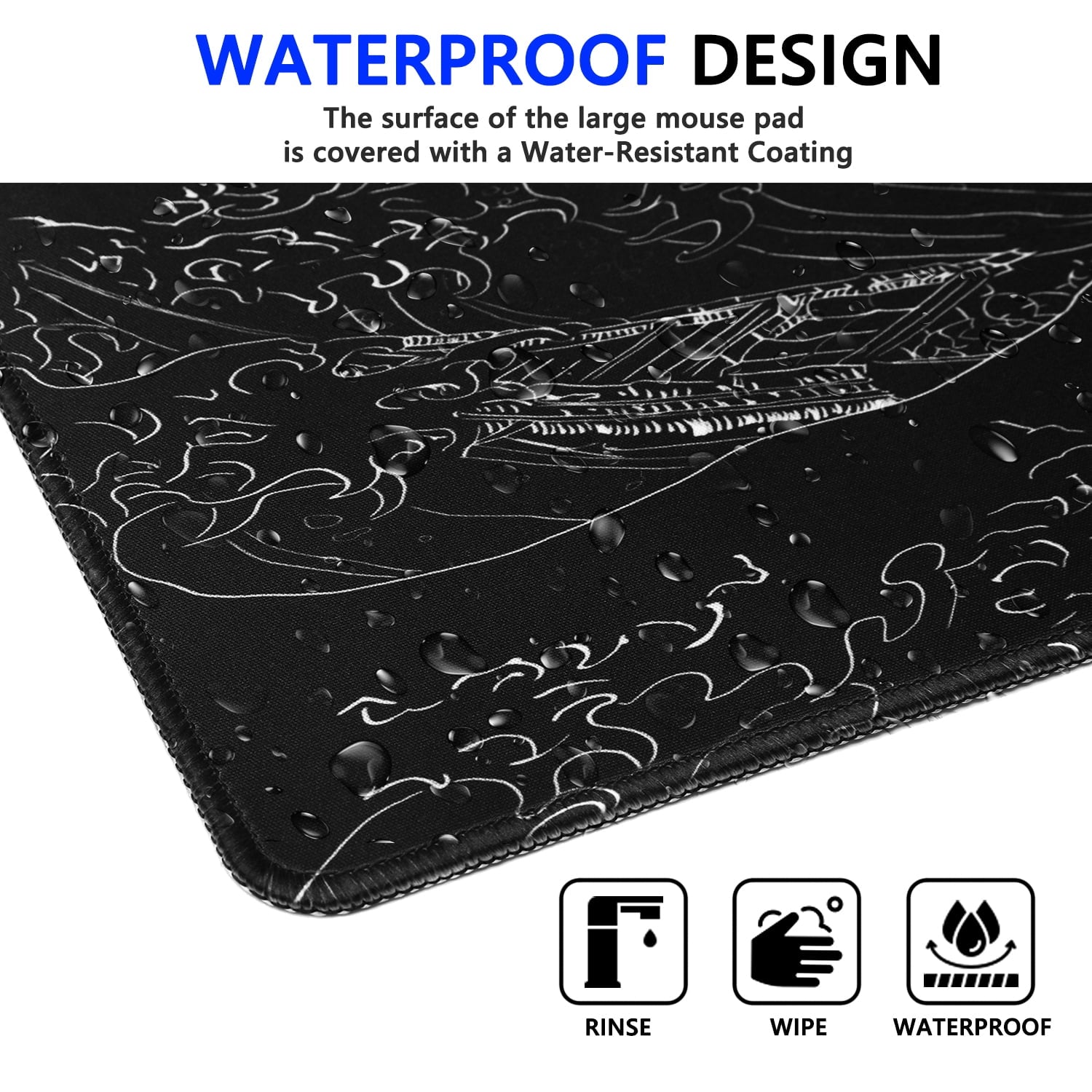 Large Gaming Mouse Pad - STOPERT XXL Extended Waterproof Desk Mat, 31.5"x11.8" Computer Keyboard Mouse Pad with Stitched Edges & Non-Slip Ru - Image 3
