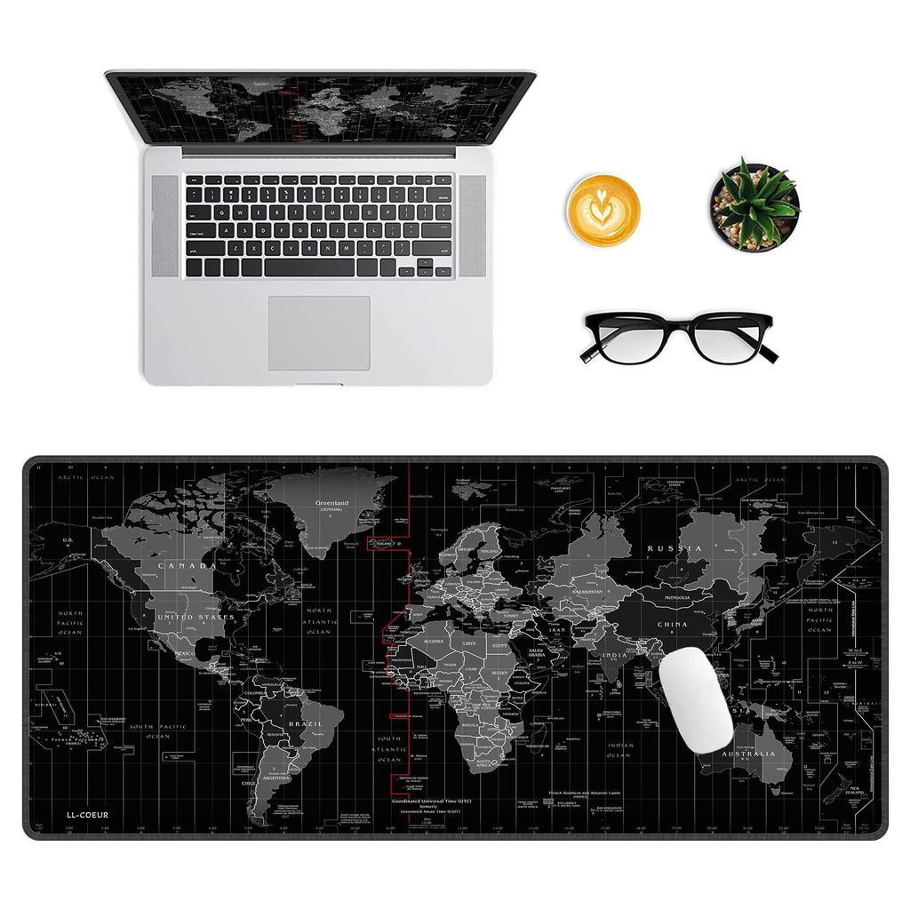 Mouse Pad Gaming - Desk Mat for Keyboard and Mouse - Black World Map Large Mouse Pads for Desk, Gaming Mousepad with Non-Slip Base, Desks Pa - Image 3