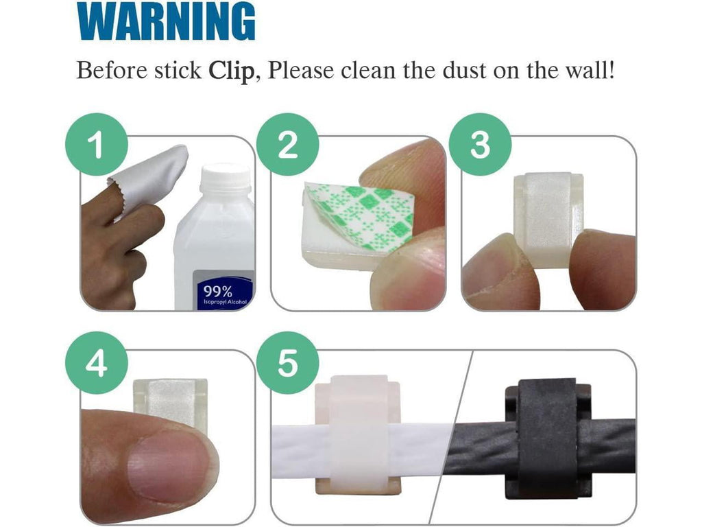 Ethernet Cable Clips Sticky Tack Cord Holder Wire Organizer Desk Accessories Wire Hider 100pcs White for Cat6 and Cat... - Image 4