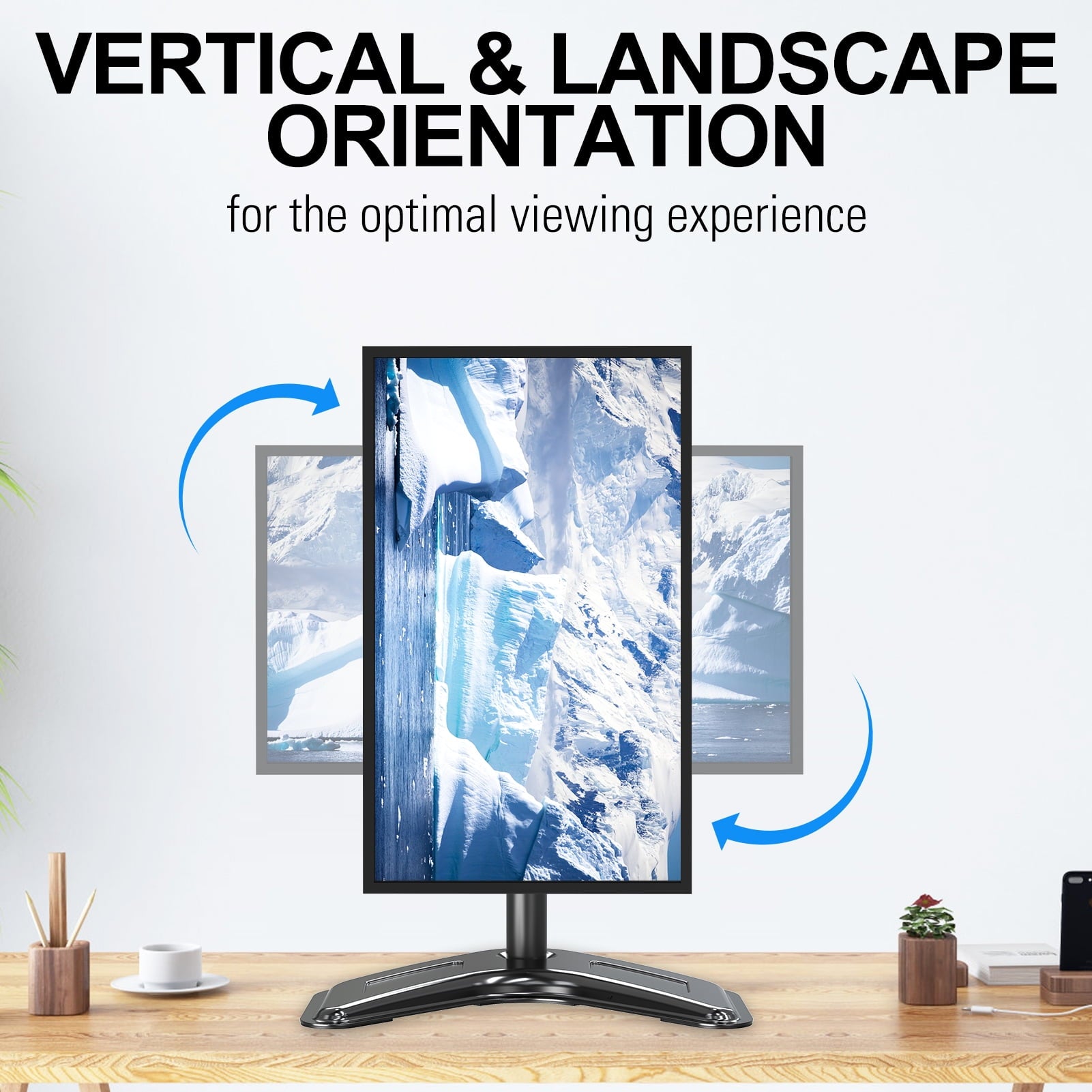 Single Monitor Stands Fits 13'' to 32'' Screen, Freestanding Monitor Mount for Desk, VESA 75x75 100x100, up to 17.6lbs - Image 6
