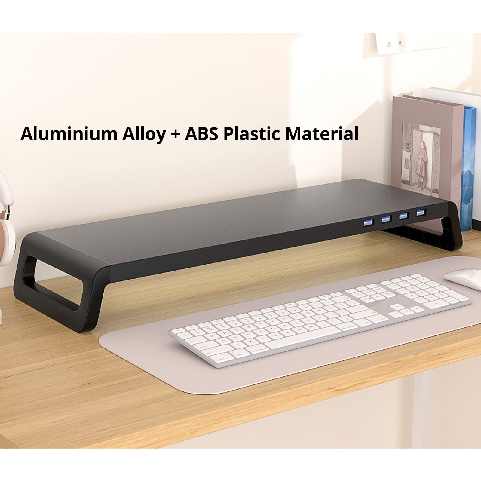 Monitor and Laptop Desk Stand with USB 3.0 HUB, Hold Up to 46 lbs, Black - Image 4