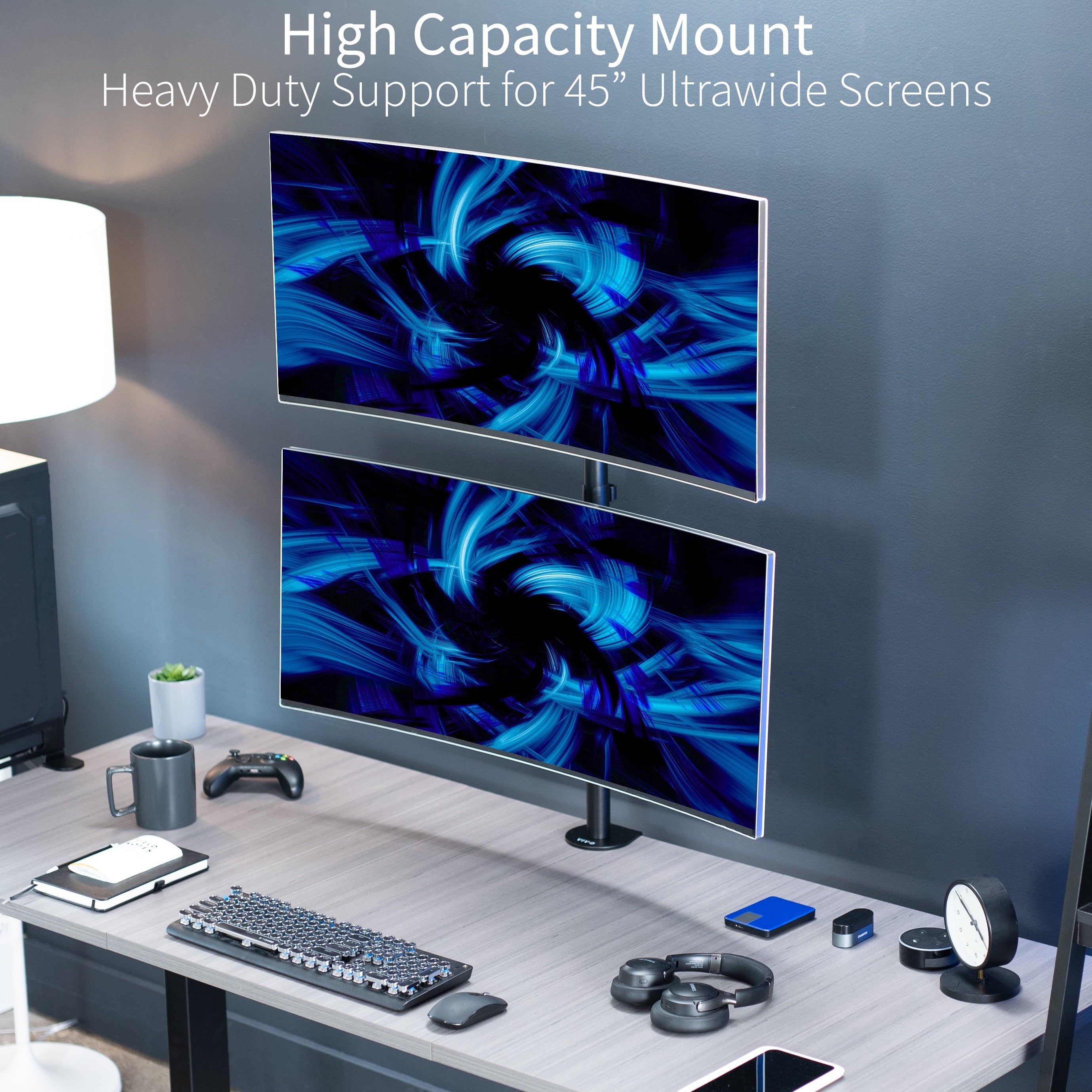 Dual Ultrawide Monitor Desk Mount, Adjustable Stand for 2 Screens up to 45" - Image 2