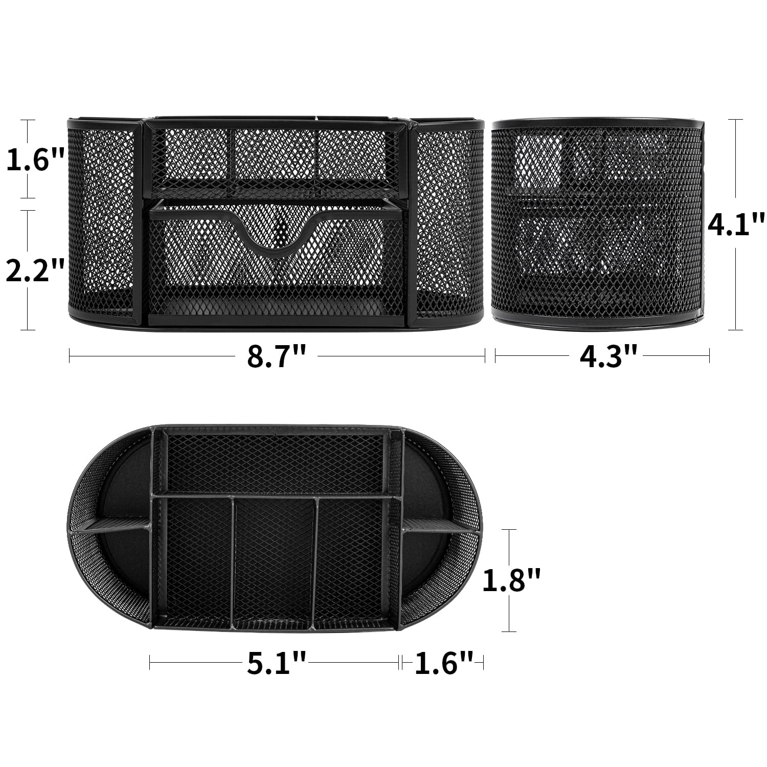 with Drawer, 8 Compartments, Black - Image 4