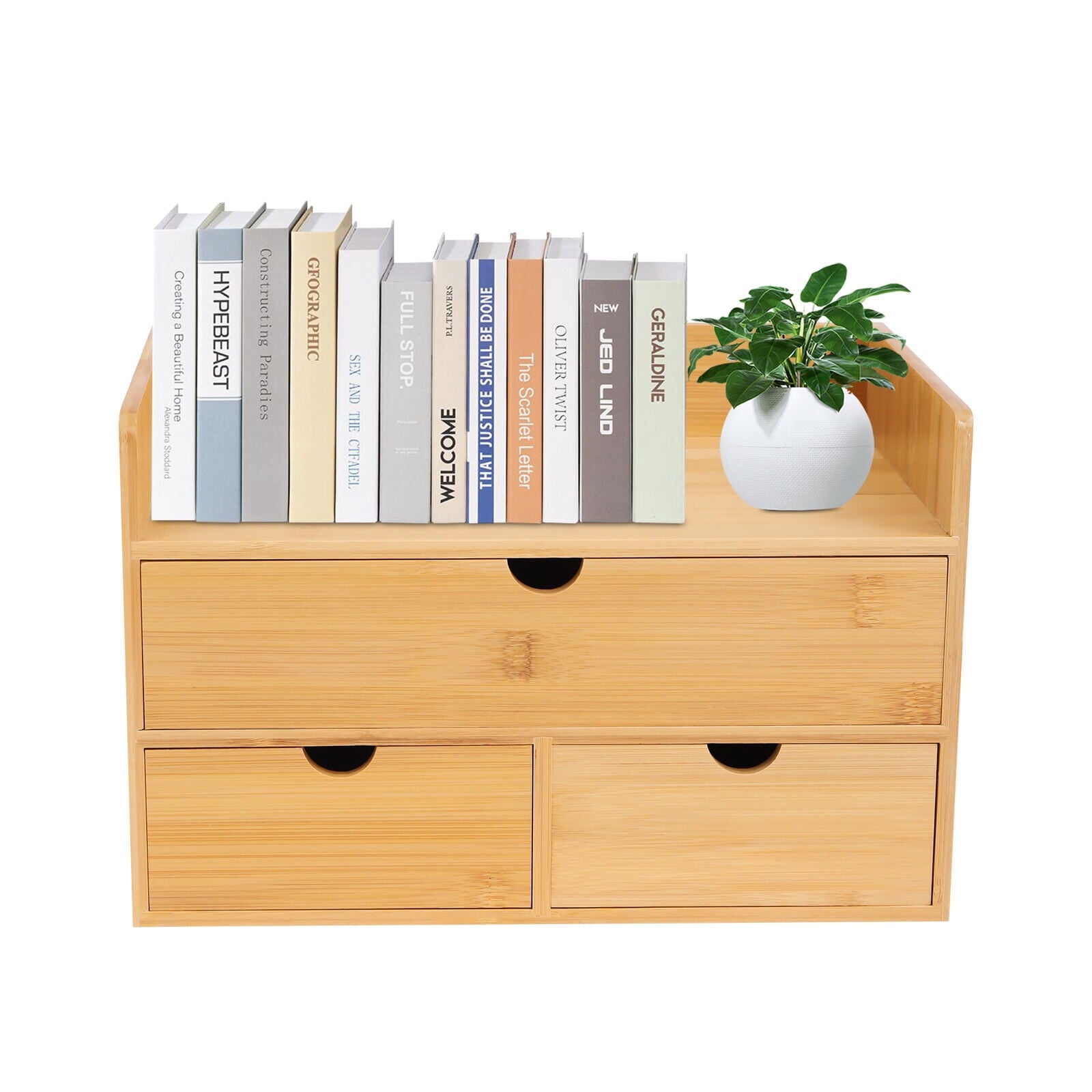 Color Tabletop Storage Box Bamboo Desk Organizer 3 Ders Home Office - Image 4