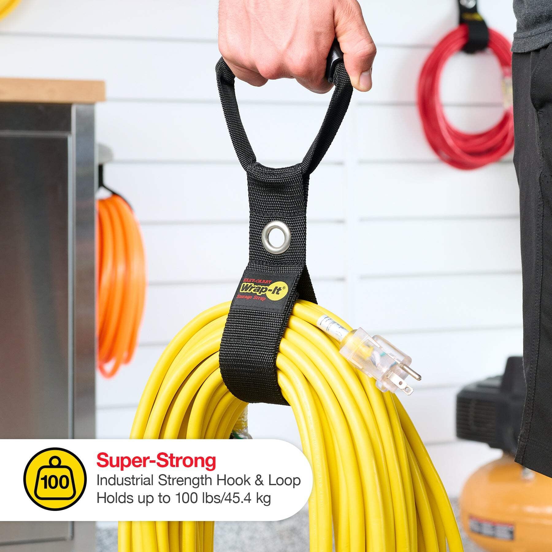Easy-Carry Straps - 17" (3-Pack) Black with Grommet - Extension Cord Organizer with a Handle for Cable and Hose Storage - Image 2