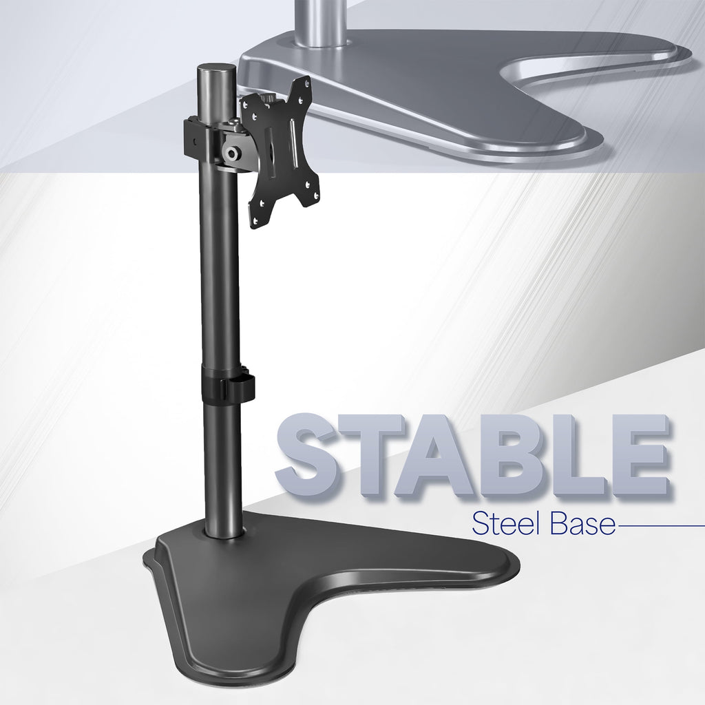 Black Single LCD Monitor Adjustable Desk Stand, Fits 1 Screen - Image 5