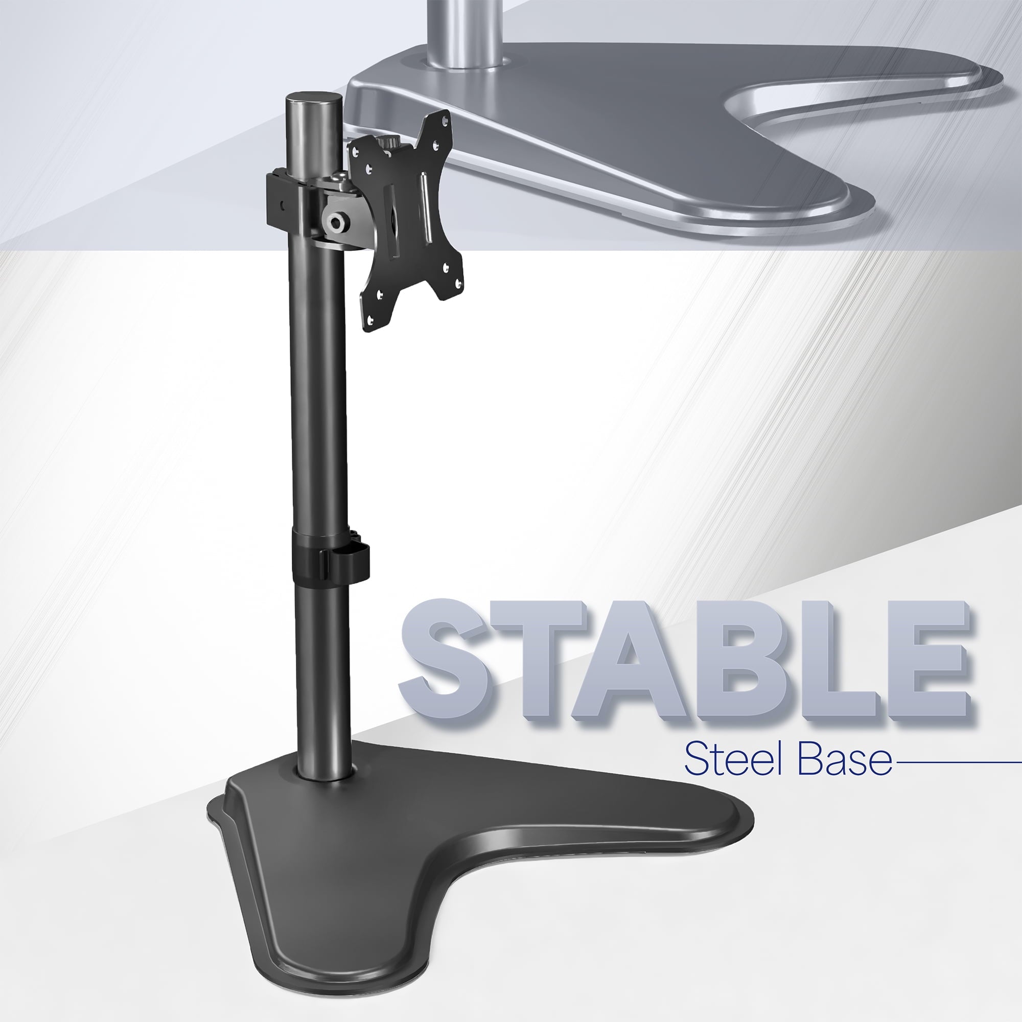 Black Single LCD Monitor Adjustable Desk Stand, Fits 1 Screen - Image 5